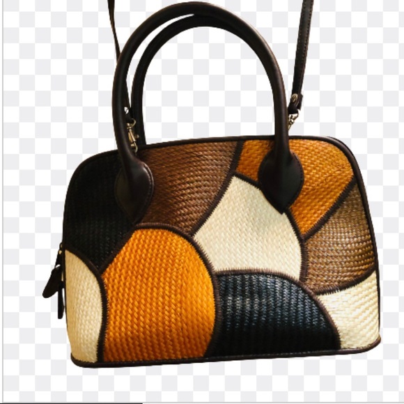 Le Sac-Vtg hand woven patchwork handbag. - Picture 2 of 7